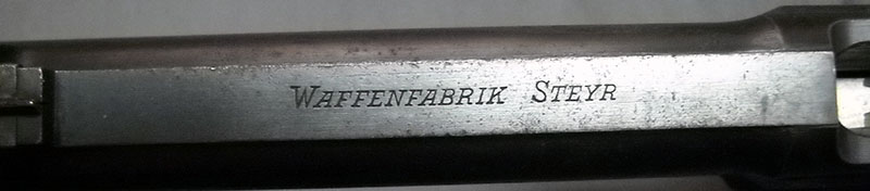 detail, M.7 barrel top rib with marking: WAFFENFABRIK STEYR